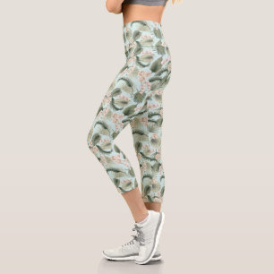 Tropengarten Blumenorchid & Palmmuster Capri Leggings