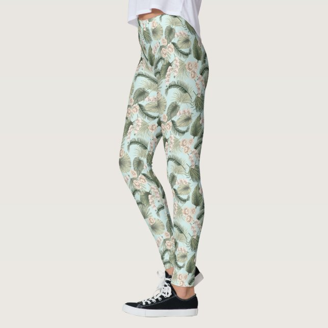 Tropengarten Blumenorchid & Palmmuster Leggings (Links)