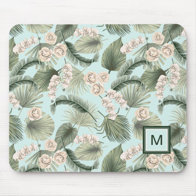 Tropengarten Blumenorchid & Palmmuster Mousepad (Vorne)