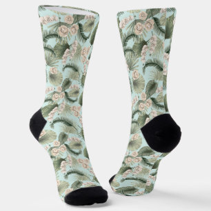 Tropengarten Blumenorchid & Palmmuster Socken