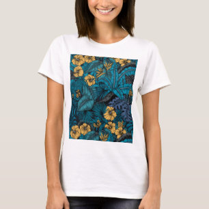 Tropengarten in blau und gelb T-Shirt