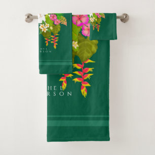 Tropengarten Monogram Green Badhandtuch Set