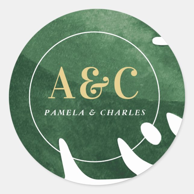 Tropengrünes Blatt Runder Aufkleber (Vorderseite)