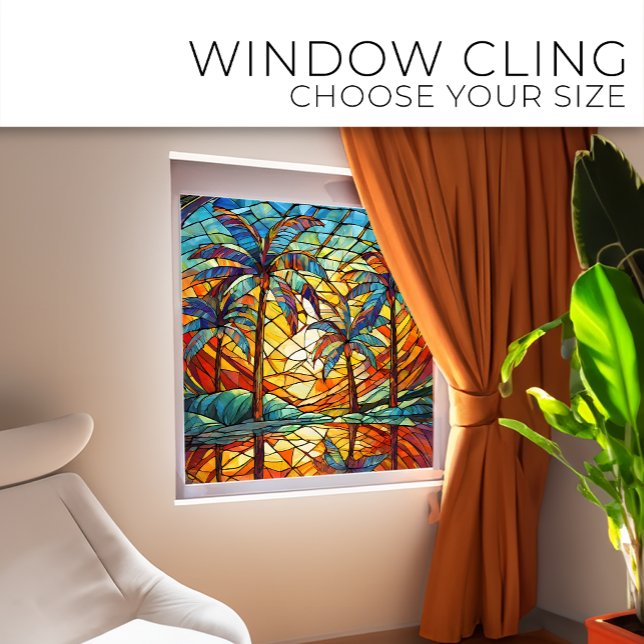 Tropeninsel Sonnenuntergang Gestaltetes Glas Fensteraufkleber (Von Creator hochgeladen)