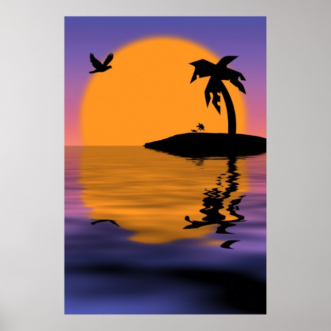 Tropeninsel Sonnenuntergang Poster (Vorne)