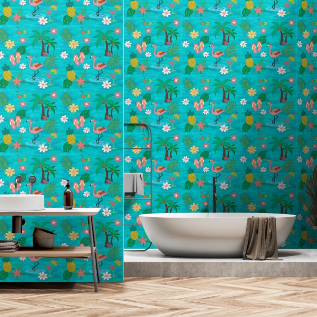 Tropenkollage Tapete (Badezimmer)