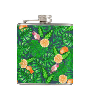 Tropenmuster, Kolibris Flachmann