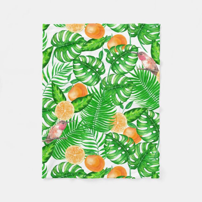 Tropenmuster, Kolibris II Fleecedecke (Vorderseite)