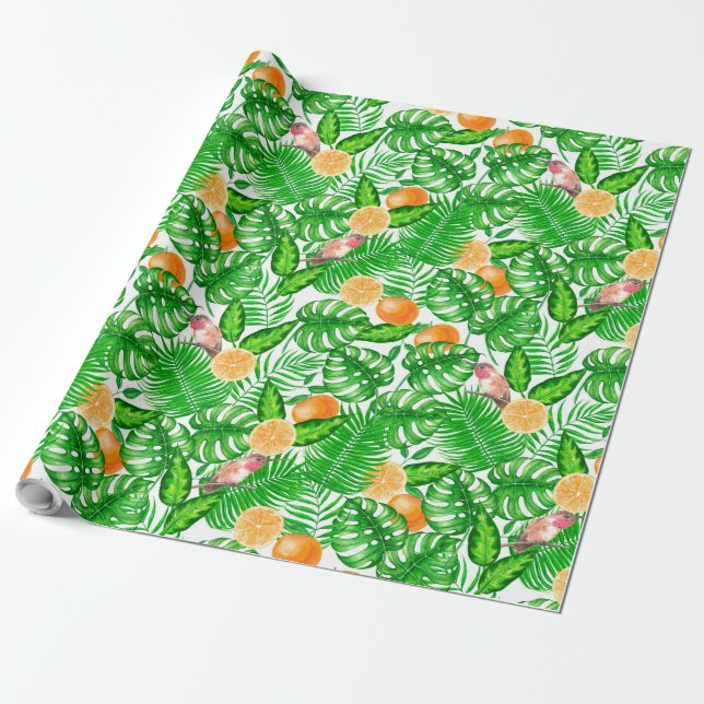 Tropenmuster, Kolibris II Geschenkpapier (Ungerollt)