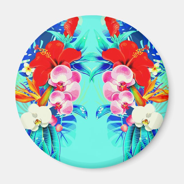 Tropenorchideenblatt Hawaiianisches Blumenblatt aq Magnet (Vorne)