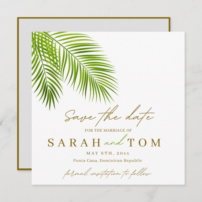 Tropenpalme Save the Date Einladung (Vorne/Hinten)