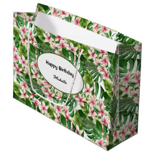 Tropenpalme und Plumeria-Blume Große Geschenktüte