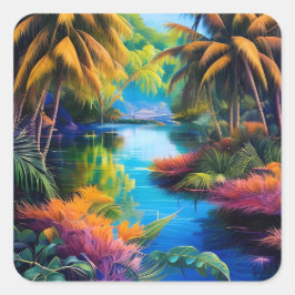 Tropenparadies II Quadratischer Aufkleber