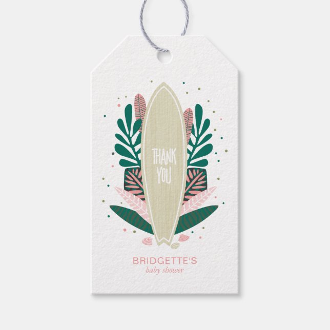 Tropenrosa Baby an Bord - Geschenk-Tag Geschenkanhänger (Vorderseite)