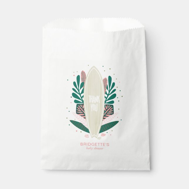 Tropenrosa Baby an Bord Geschenktütchen (Vorderseite)