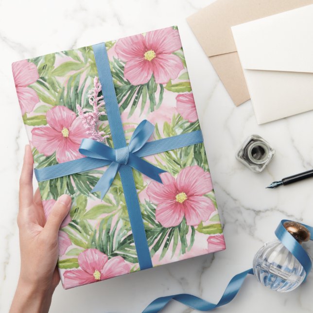 Tropenrosa Blume Brautparty Geschenkpapier (Schenken)