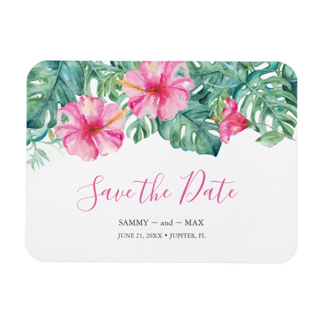 Tropenrosa Blume Save the Date Magnet (Horizontal)