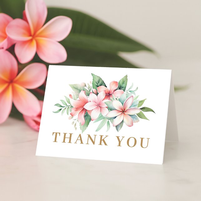 Tropenrosa Dankeskarte (Tropical Pink Floral Thank You Card)