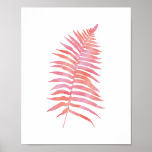 Tropenrosa Fern Leaf Aquarellkunst Drucken Poster