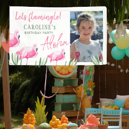 Tropenrosa Flamingo Strand Geburtstagsparty Banner