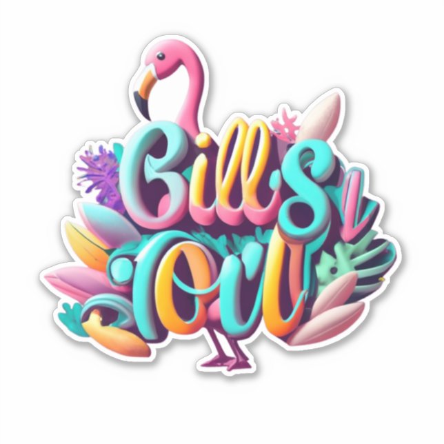 Tropenrosa Flamingos Sticker (Vorderseite)