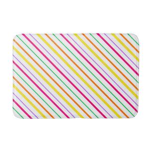 Tropenrosa, grüne, gelbe Streifen Badematte