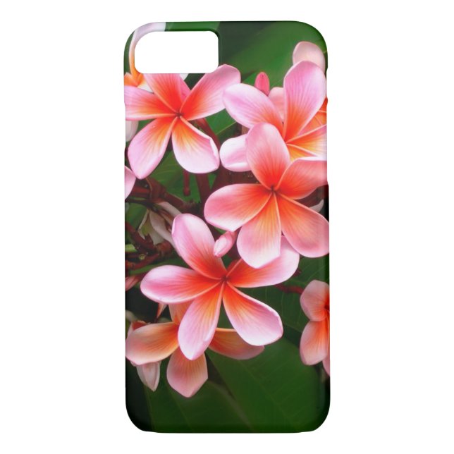 Tropenrosa Grüne Plumeria Blume Foto Case-Mate iPhone Hülle (Rückseite)