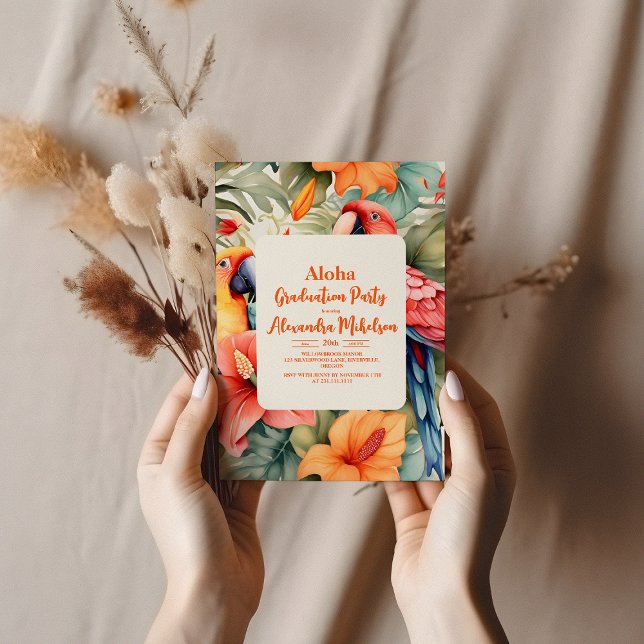 Tropenrosa Hibiskus Abschluss Einladung (Von Creator hochgeladen)