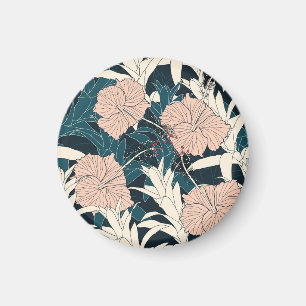 Tropenrosa Hibiskus, dunkler Hintergrund Magnet