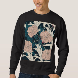 Tropenrosa Hibiskus, dunkler Hintergrund Sweatshirt