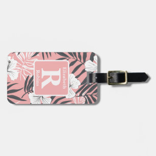 Tropenrosa Hibiskus personalisiert Monogramm Gepäckanhänger