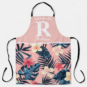 Tropenrosa Hibiskus personalisiert Schürze