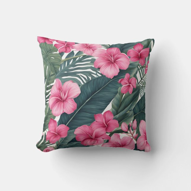 Tropenrosa Holiday Floral Print Kissen (Vorderseite)