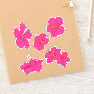 Tropenrosa Karibischer Hibiskus Blume Pack Aufkleber