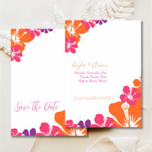 Tropenrosa Orange Lila Hibiskus Save the Date