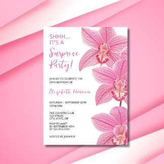 Tropenrosa Orchideen Blume Überraschung Geburtstag Einladung