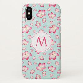 Tropenrosa Plumeria Wasserfarbenmonogramm Case-Mate iPhone Hülle