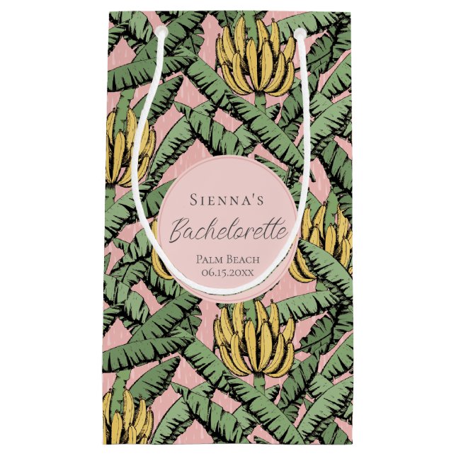 Tropenrosa und gelber Bananenfisch-Junggeselinnen- Kleine Geschenktüte (Vorderseite)