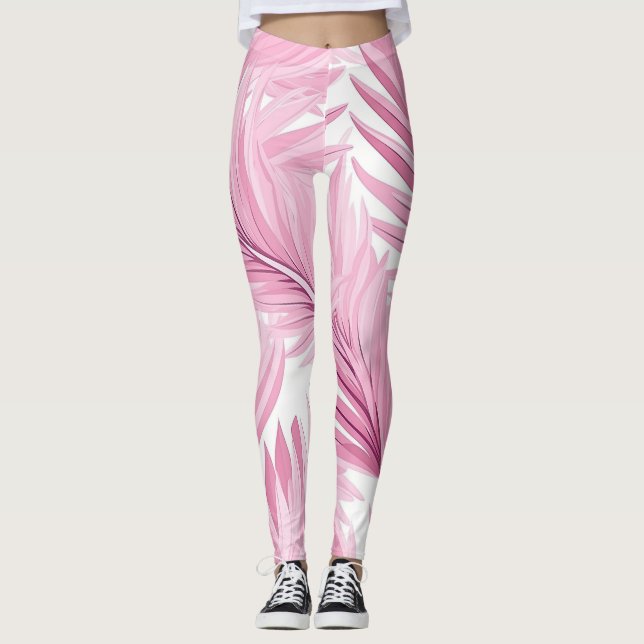 Tropenrosa und weiße Leggings (Vorderseite)