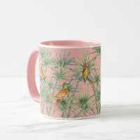 Tropenrosa Vögel Bamboo Chinoiserie Hübsch