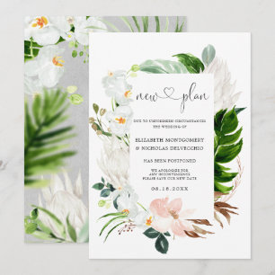 Tropenrosa Weiße Blüte Verspätete Hochzeit Einladung