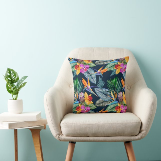 Tropenvogel aus Paradies und Orchideen Kissen (Stuhl )