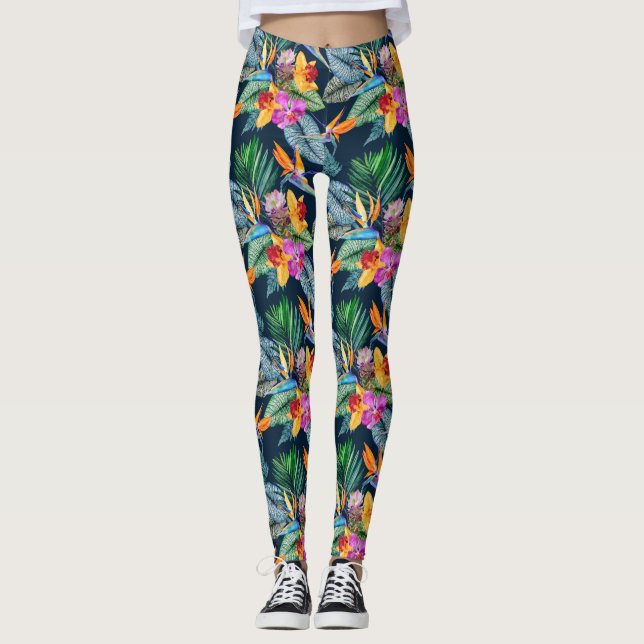 Tropenvogel aus Paradies und Orchideen Leggings (Vorderseite)