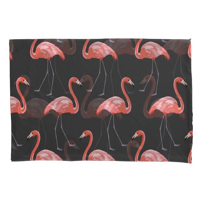 Tropenvögel, rosa Flamingos, nahtlos Kissenbezug (Vorderseite)
