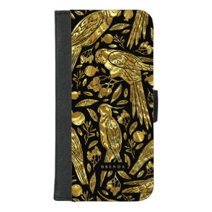 Tropenvögel und Blume aus Goldfolie iPhone 8/7 Plus Geldbeutel-Hülle