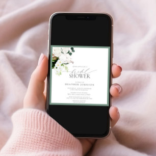 Tropenweißes und grünes Brautparty Einladung