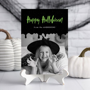 Tropfblumenkalkengrün Halloween-Fotokarte