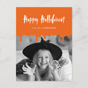Tropfblut Orange Halloween-Foto Feiertagspostkarte