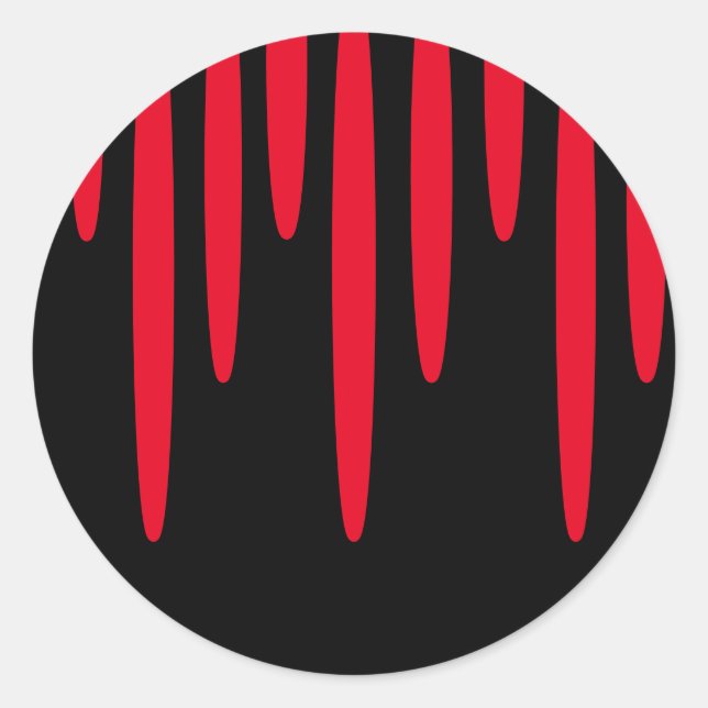 Tropfblutkleber (schwarz & rot) runder aufkleber (Vorderseite)