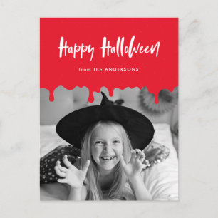 Tropfblutrotes Halloween-Foto Feiertagspostkarte